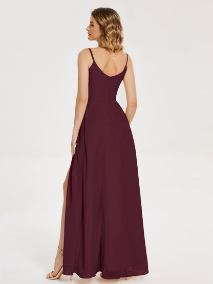 Blake Spaghetti Straps Chiffon Bridesmaid Dress with Slit