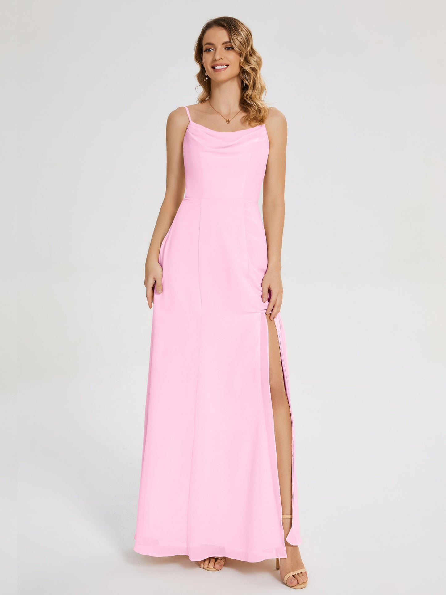 Blake Spaghetti Straps Chiffon Bridesmaid Dress with Slit