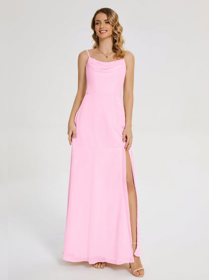 Blake Spaghetti Straps Chiffon Bridesmaid Dress with Slit