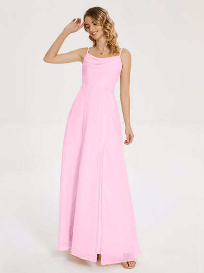 Blake Spaghetti Straps Chiffon Bridesmaid Dress with Slit