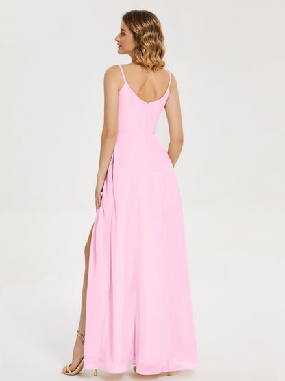 Blake Spaghetti Straps Chiffon Bridesmaid Dress with Slit