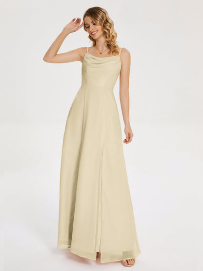 Blake Spaghetti Straps Chiffon Bridesmaid Dress with Slit