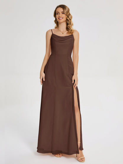 Blake Spaghetti Straps Chiffon Bridesmaid Dress with Slit