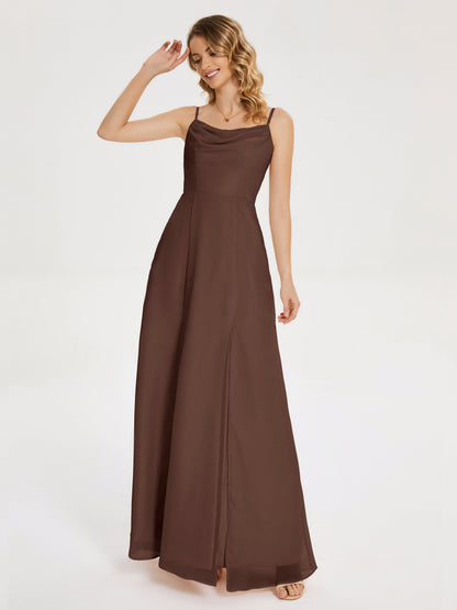 Blake Spaghetti Straps Chiffon Bridesmaid Dress with Slit