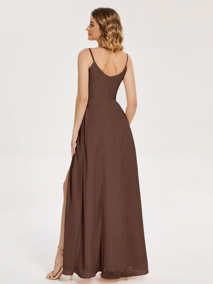 Blake Spaghetti Straps Chiffon Bridesmaid Dress with Slit
