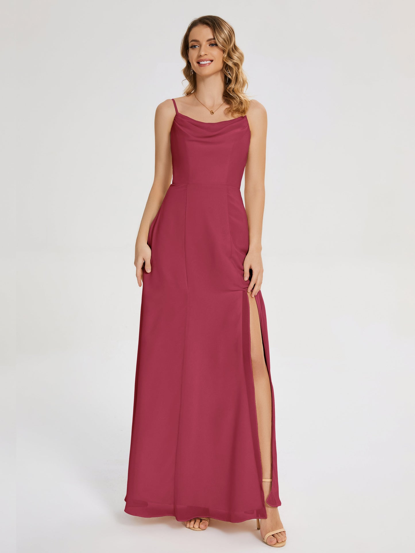 Blake Spaghetti Straps Chiffon Bridesmaid Dress with Slit