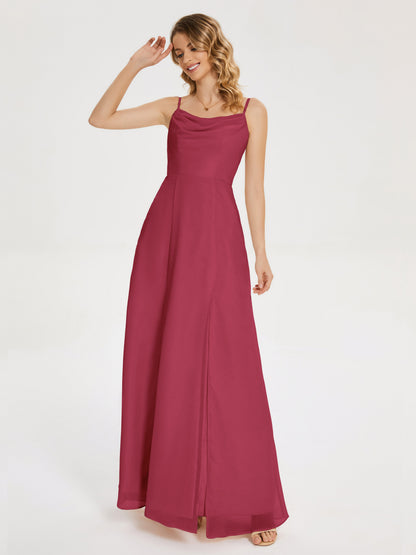 Blake Spaghetti Straps Chiffon Bridesmaid Dress with Slit