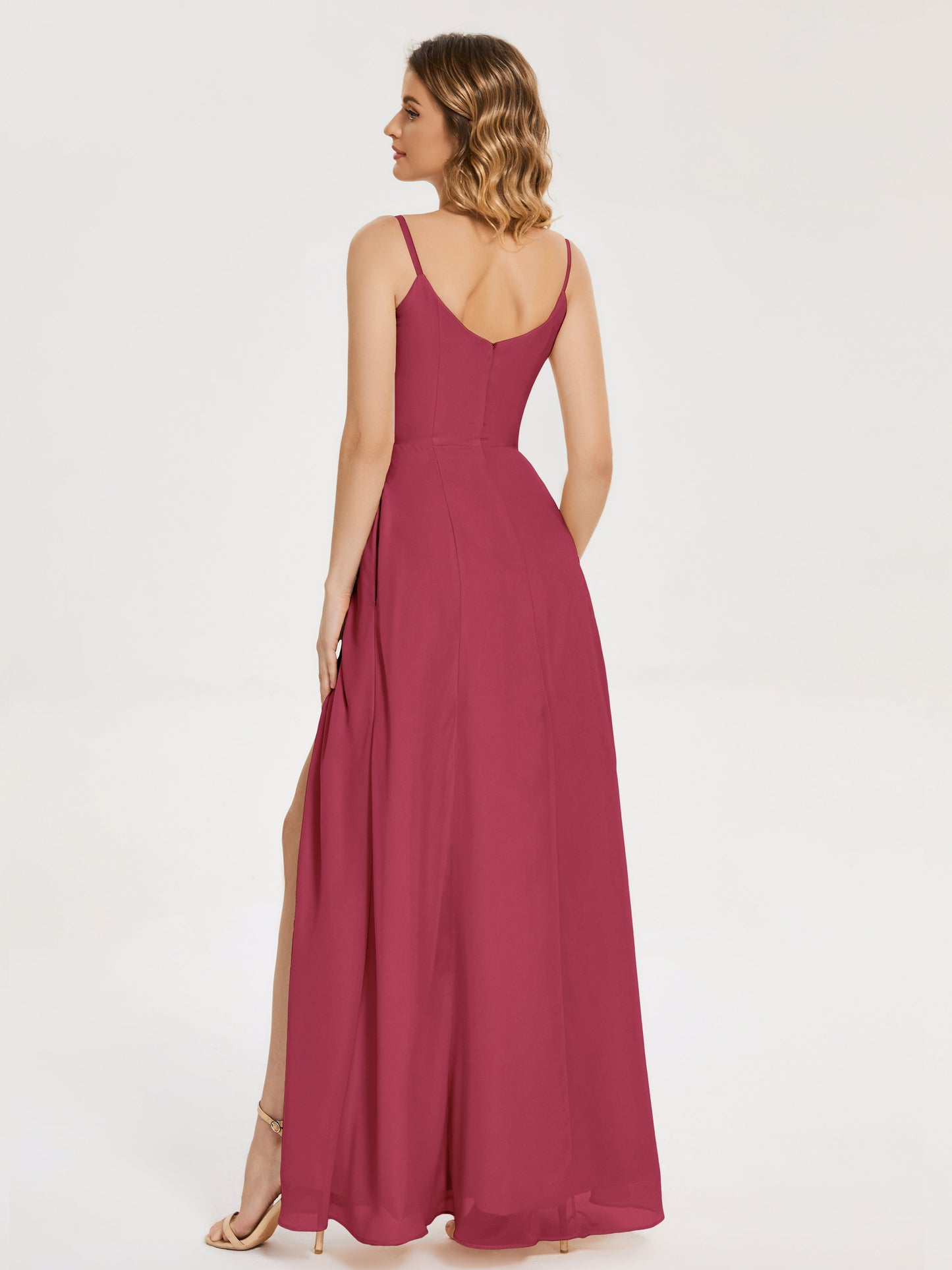 Blake Spaghetti Straps Chiffon Bridesmaid Dress with Slit