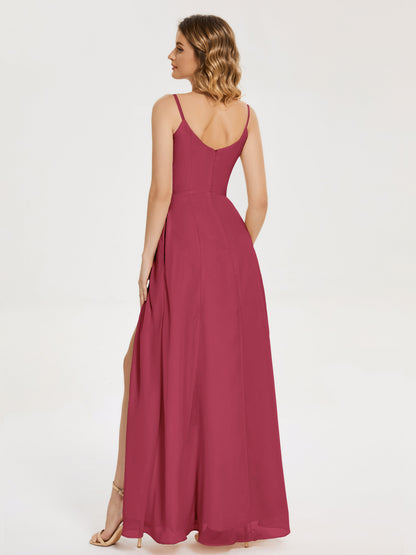Blake Spaghetti Straps Chiffon Bridesmaid Dress with Slit