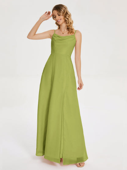 Blake Spaghetti Straps Chiffon Bridesmaid Dress with Slit