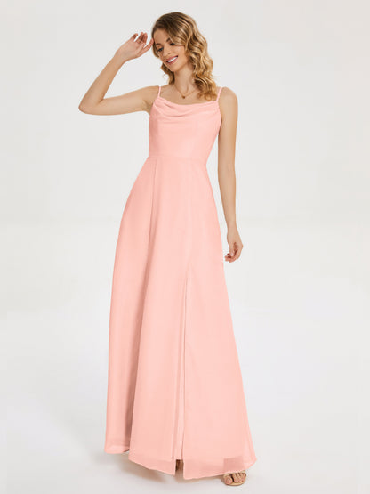 Blake Spaghetti Straps Chiffon Bridesmaid Dress with Slit