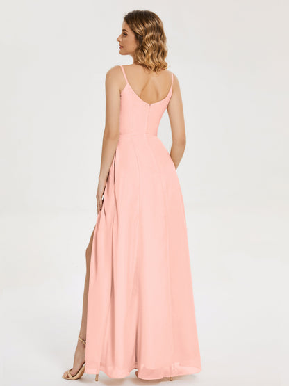 Blake Spaghetti Straps Chiffon Bridesmaid Dress with Slit