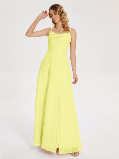Blake Spaghetti Straps Chiffon Bridesmaid Dress with Slit