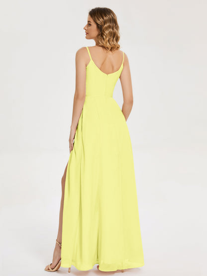 Blake Spaghetti Straps Chiffon Bridesmaid Dress with Slit