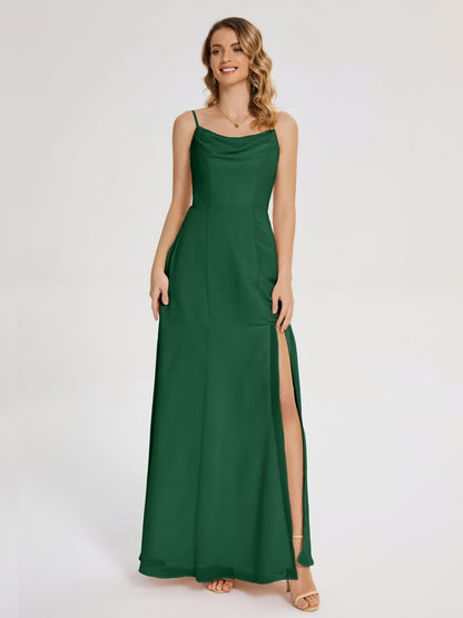 Blake Spaghetti Straps Chiffon Bridesmaid Dress with Slit