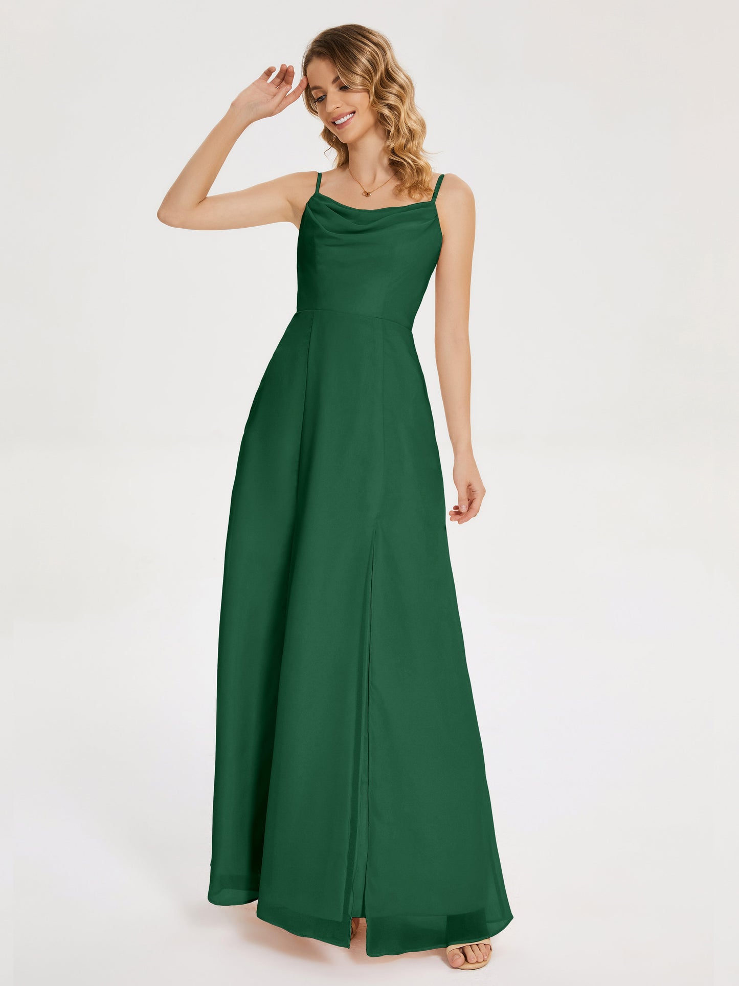 Blake Spaghetti Straps Chiffon Bridesmaid Dress with Slit