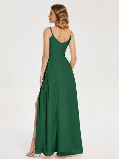 Blake Spaghetti Straps Chiffon Bridesmaid Dress with Slit