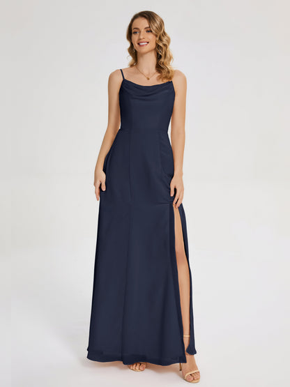 Blake Spaghetti Straps Chiffon Bridesmaid Dress with Slit