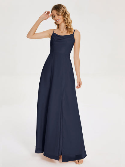Blake Spaghetti Straps Chiffon Bridesmaid Dress with Slit
