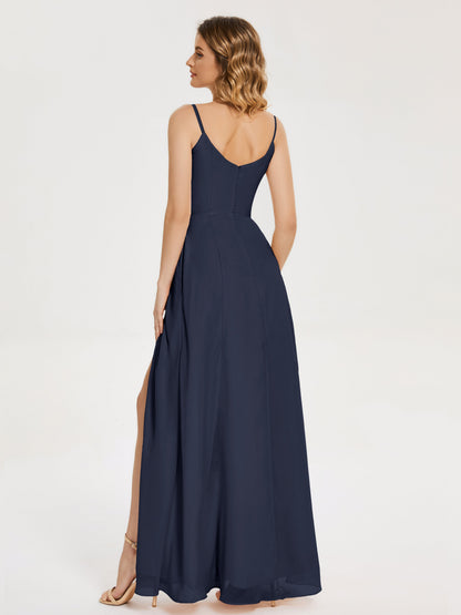 Blake Spaghetti Straps Chiffon Bridesmaid Dress with Slit