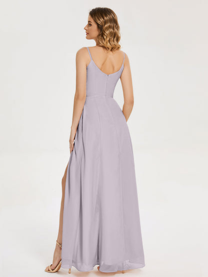 Blake Spaghetti Straps Chiffon Bridesmaid Dress with Slit