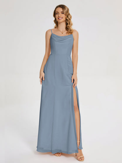 Blake Spaghetti Straps Chiffon Bridesmaid Dress with Slit