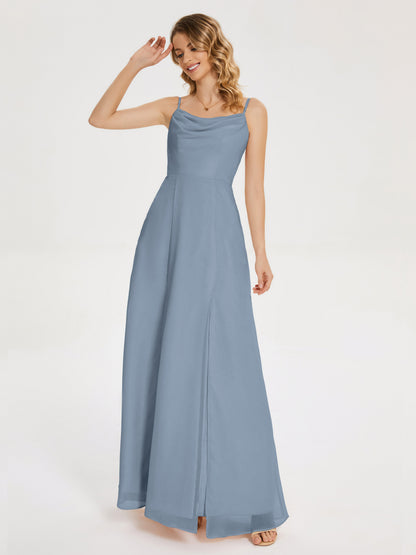 Blake Spaghetti Straps Chiffon Bridesmaid Dress with Slit