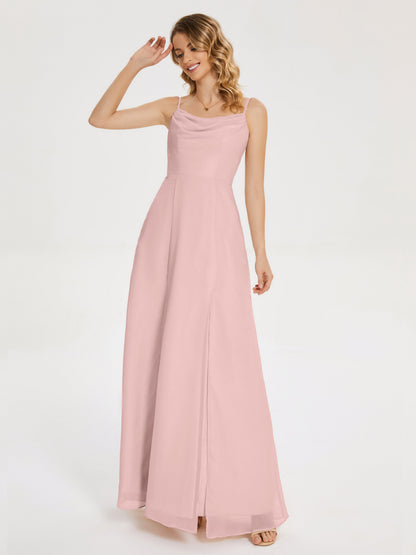 Blake Spaghetti Straps Chiffon Bridesmaid Dress with Slit