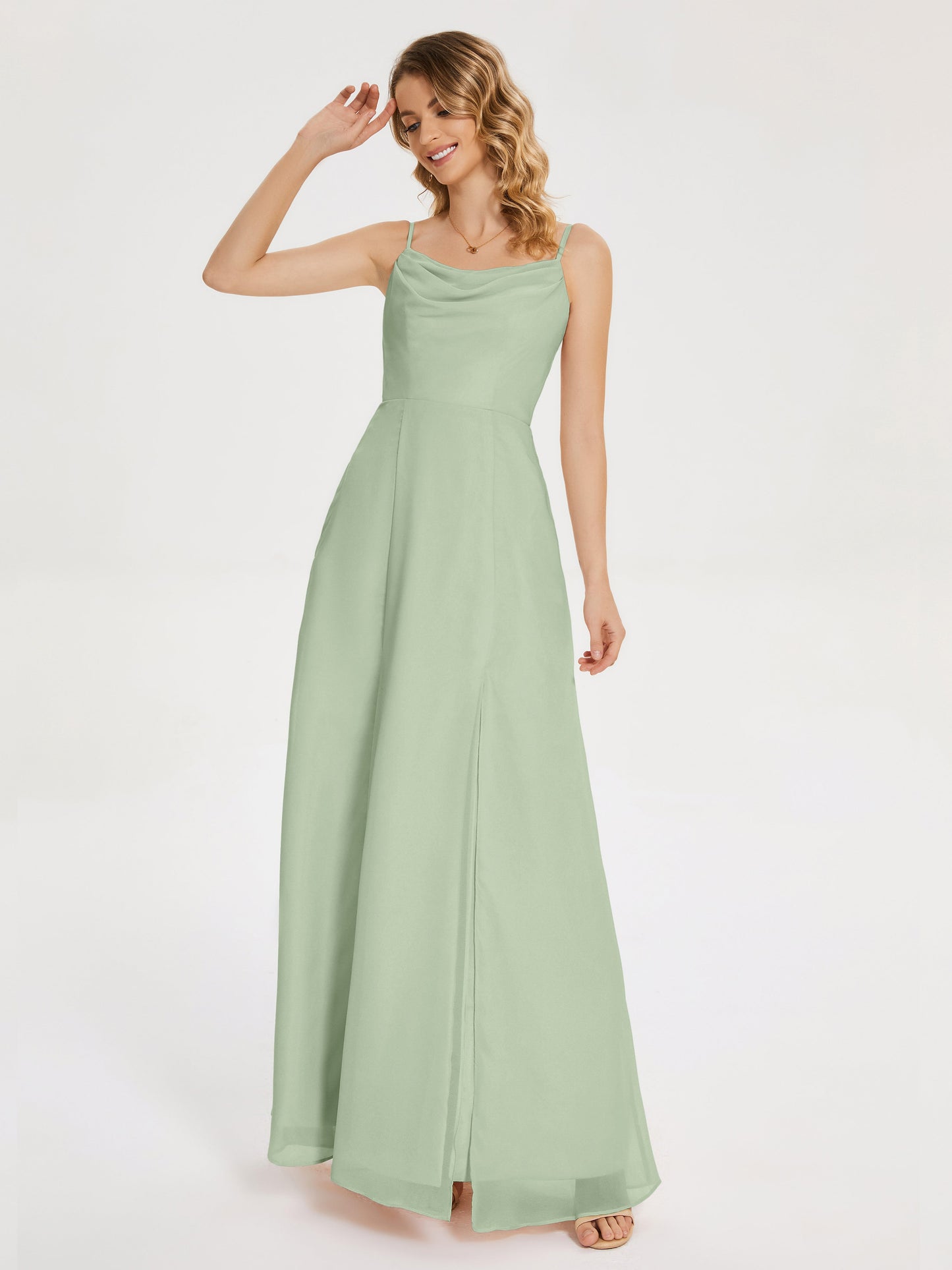 Blake Spaghetti Straps Chiffon Bridesmaid Dress with Slit