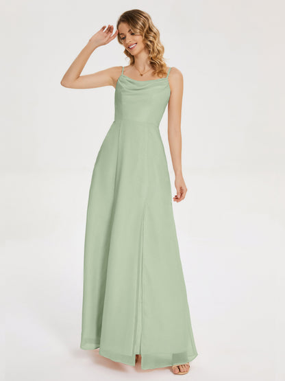Blake Spaghetti Straps Chiffon Bridesmaid Dress with Slit
