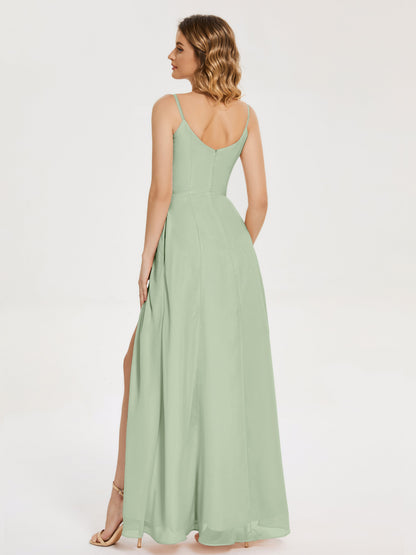 Blake Spaghetti Straps Chiffon Bridesmaid Dress with Slit