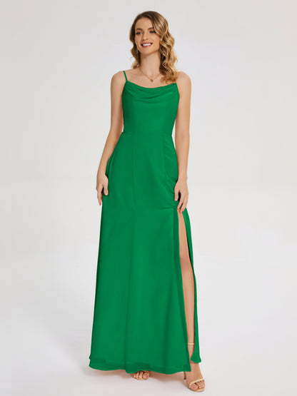 Blake Spaghetti Straps Chiffon Bridesmaid Dress with Slit