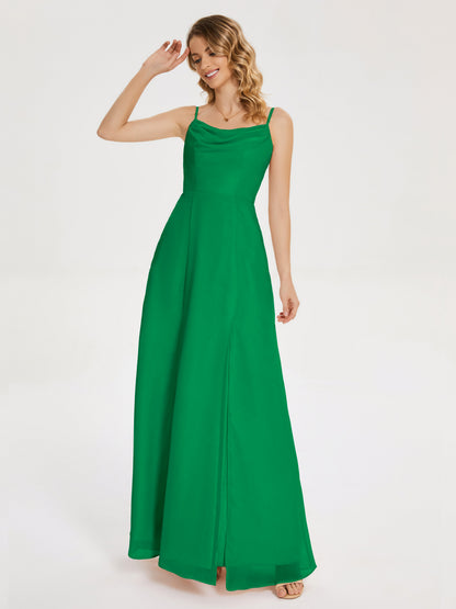 Blake Spaghetti Straps Chiffon Bridesmaid Dress with Slit