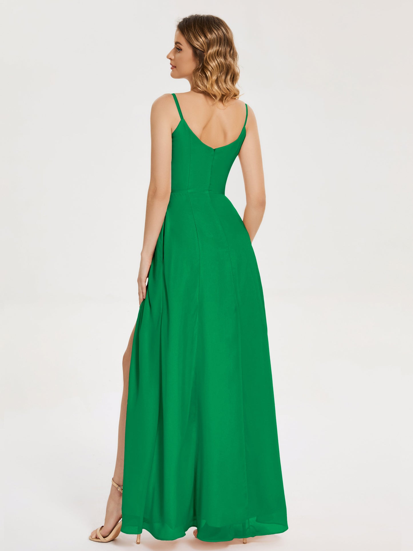 Blake Spaghetti Straps Chiffon Bridesmaid Dress with Slit