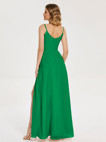 Blake Spaghetti Straps Chiffon Bridesmaid Dress with Slit