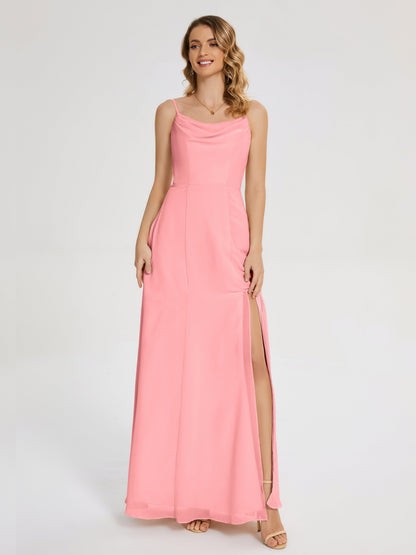 Blake Spaghetti Straps Chiffon Bridesmaid Dress with Slit