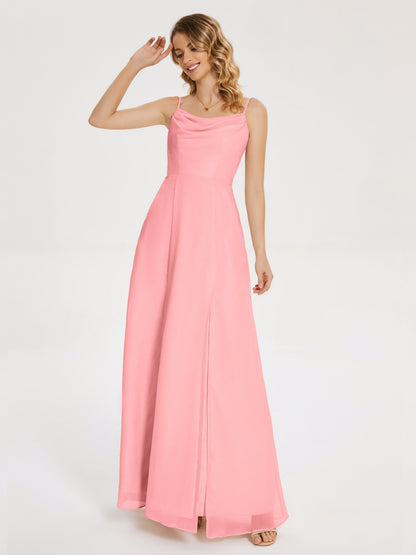 Blake Spaghetti Straps Chiffon Bridesmaid Dress with Slit