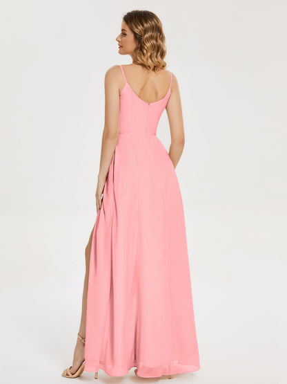 Blake Spaghetti Straps Chiffon Bridesmaid Dress with Slit