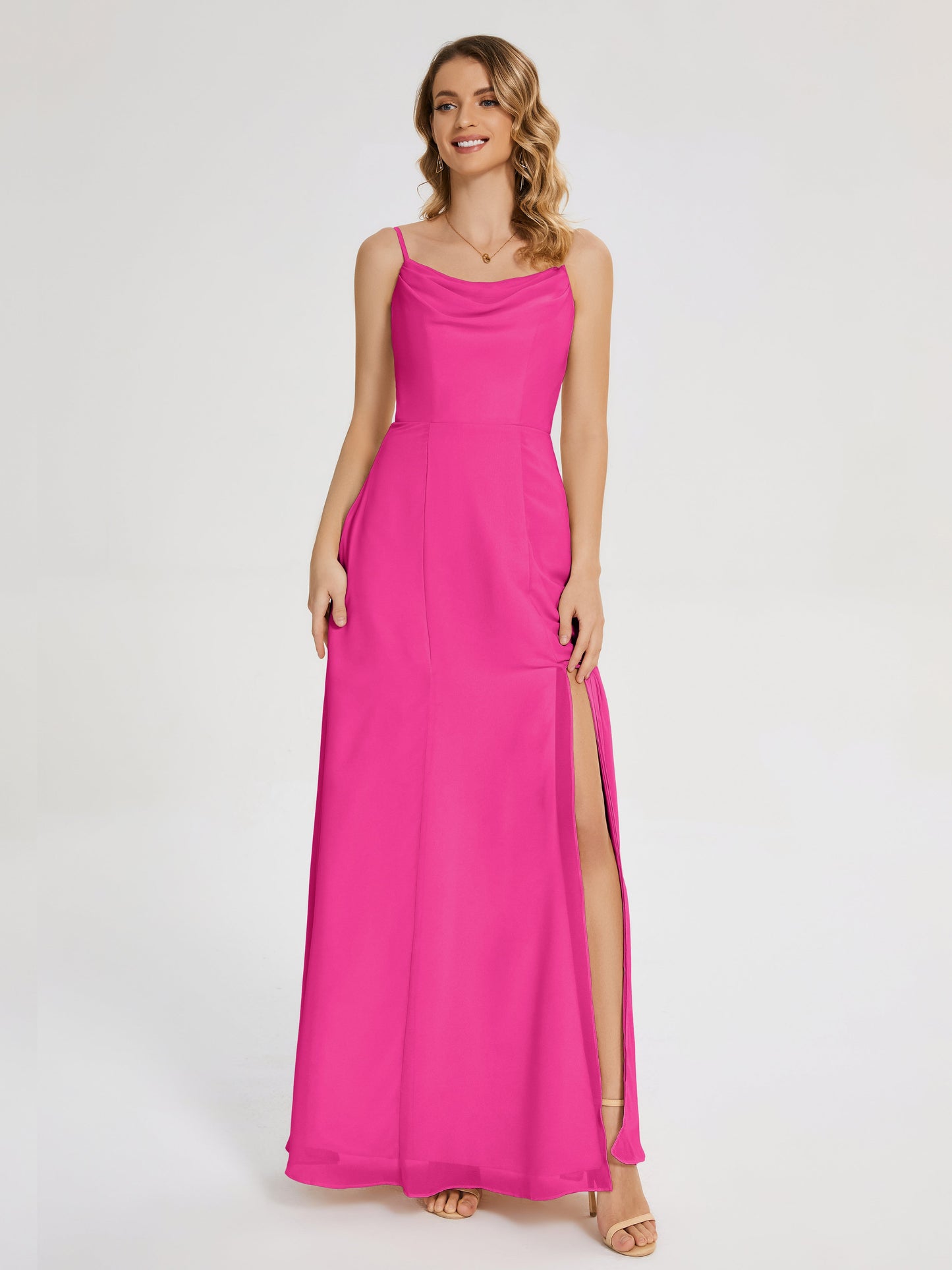 Blake Spaghetti Straps Chiffon Bridesmaid Dress with Slit