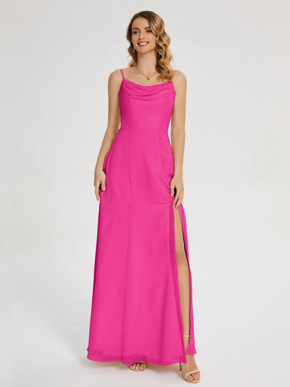 Blake Spaghetti Straps Chiffon Bridesmaid Dress with Slit