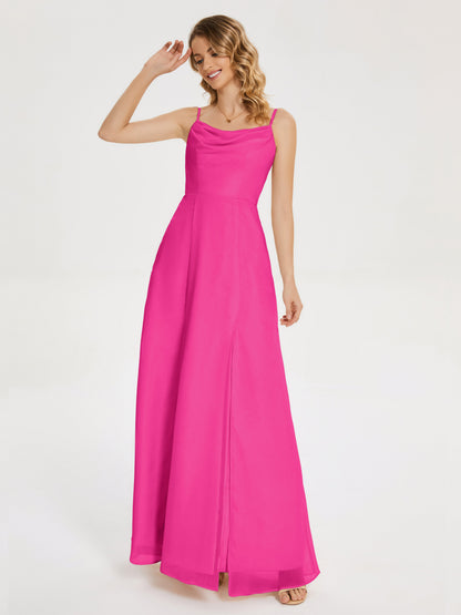 Blake Spaghetti Straps Chiffon Bridesmaid Dress with Slit