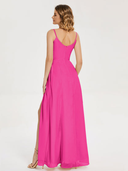 Blake Spaghetti Straps Chiffon Bridesmaid Dress with Slit