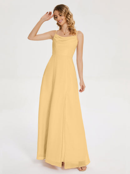 Blake Spaghetti Straps Chiffon Bridesmaid Dress with Slit