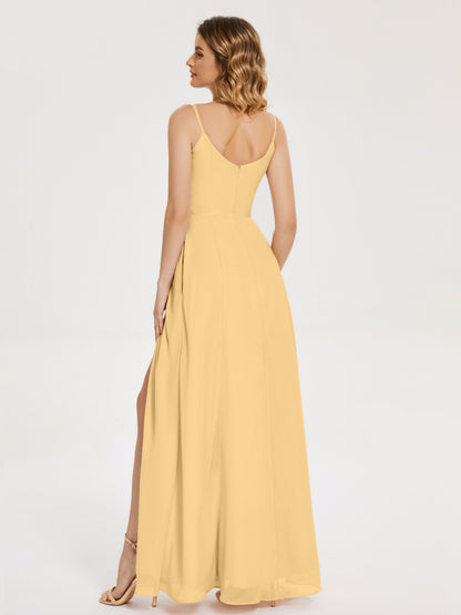 Blake Spaghetti Straps Chiffon Bridesmaid Dress with Slit