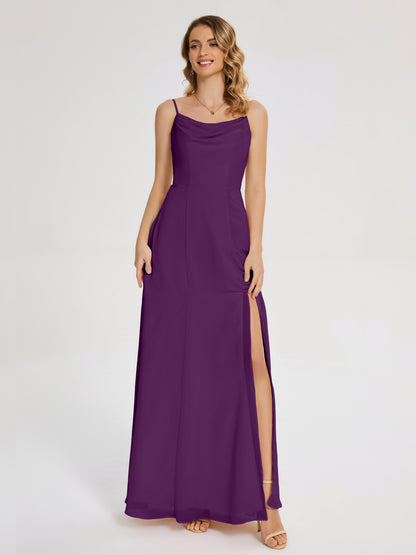Blake Spaghetti Straps Chiffon Bridesmaid Dress with Slit