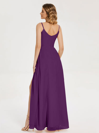 Blake Spaghetti Straps Chiffon Bridesmaid Dress with Slit