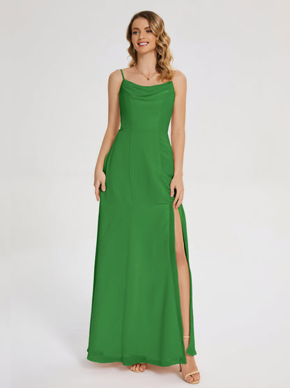 Blake Spaghetti Straps Chiffon Bridesmaid Dress with Slit