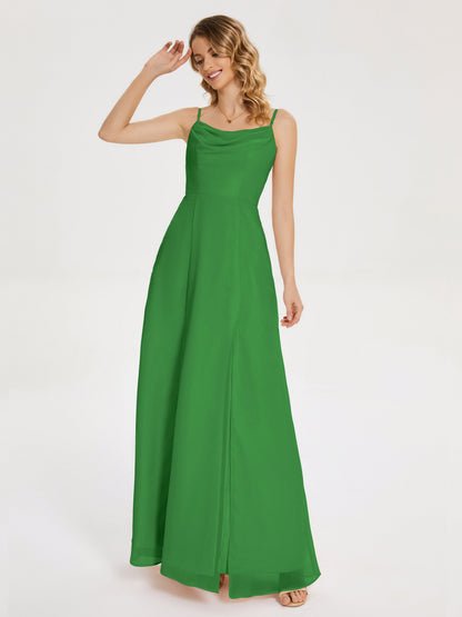 Blake Spaghetti Straps Chiffon Bridesmaid Dress with Slit