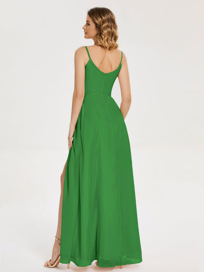 Blake Spaghetti Straps Chiffon Bridesmaid Dress with Slit