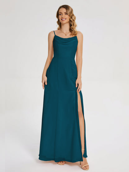 Blake Spaghetti Straps Chiffon Bridesmaid Dress with Slit
